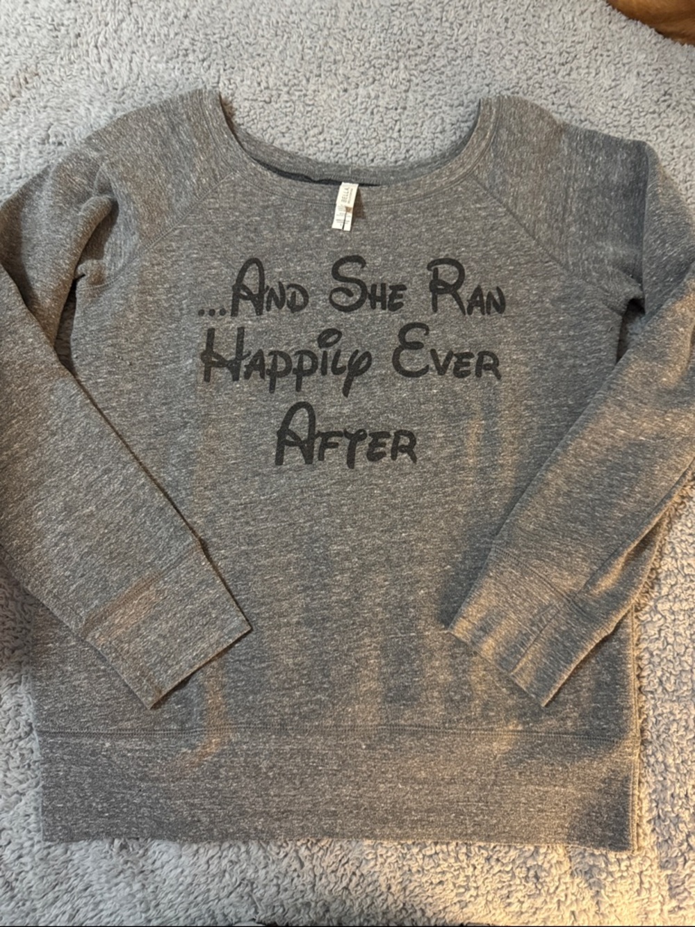 Disney Gray 'And She Ran Happily Ever After' Crewneck Sweatshirt